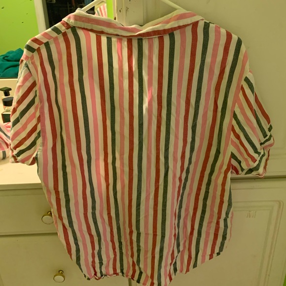 Victorias Secret Candy Striped Pajama Set Shorts Button Up - Picture 3 of 6